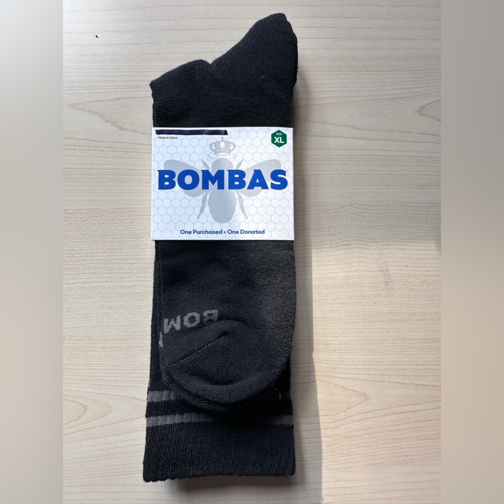 Bombas Socks Mens XL Black Crew Calf Honeycomb Arch Support NEW